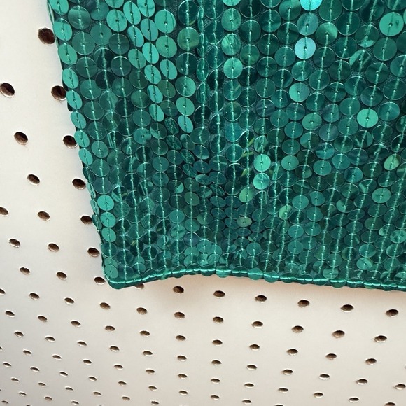 VTG Daval Designs Green Hand Beaded Sequin Dress SZ Large Knee Length - Picture 5 of 8